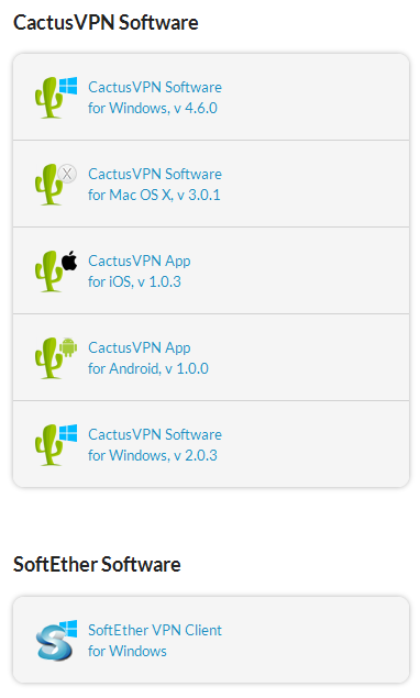 cactus vpn software list
