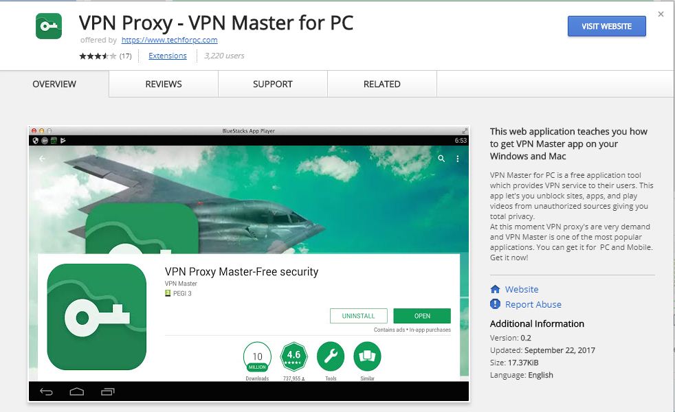vpn proxy master in Chrome